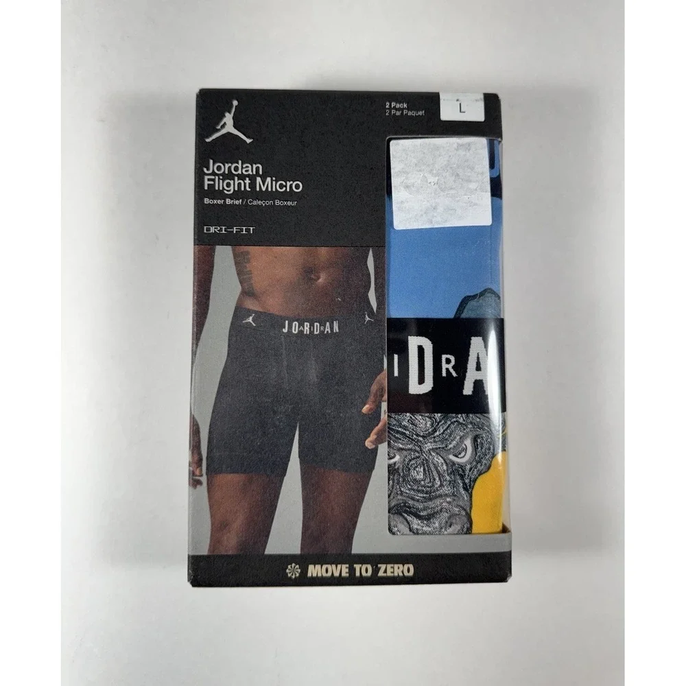 JORDAN Flight Micro Dri-Fit Boxer‎ Briefs 2 Pack Blue Yellow Men's L (36-38) NEW